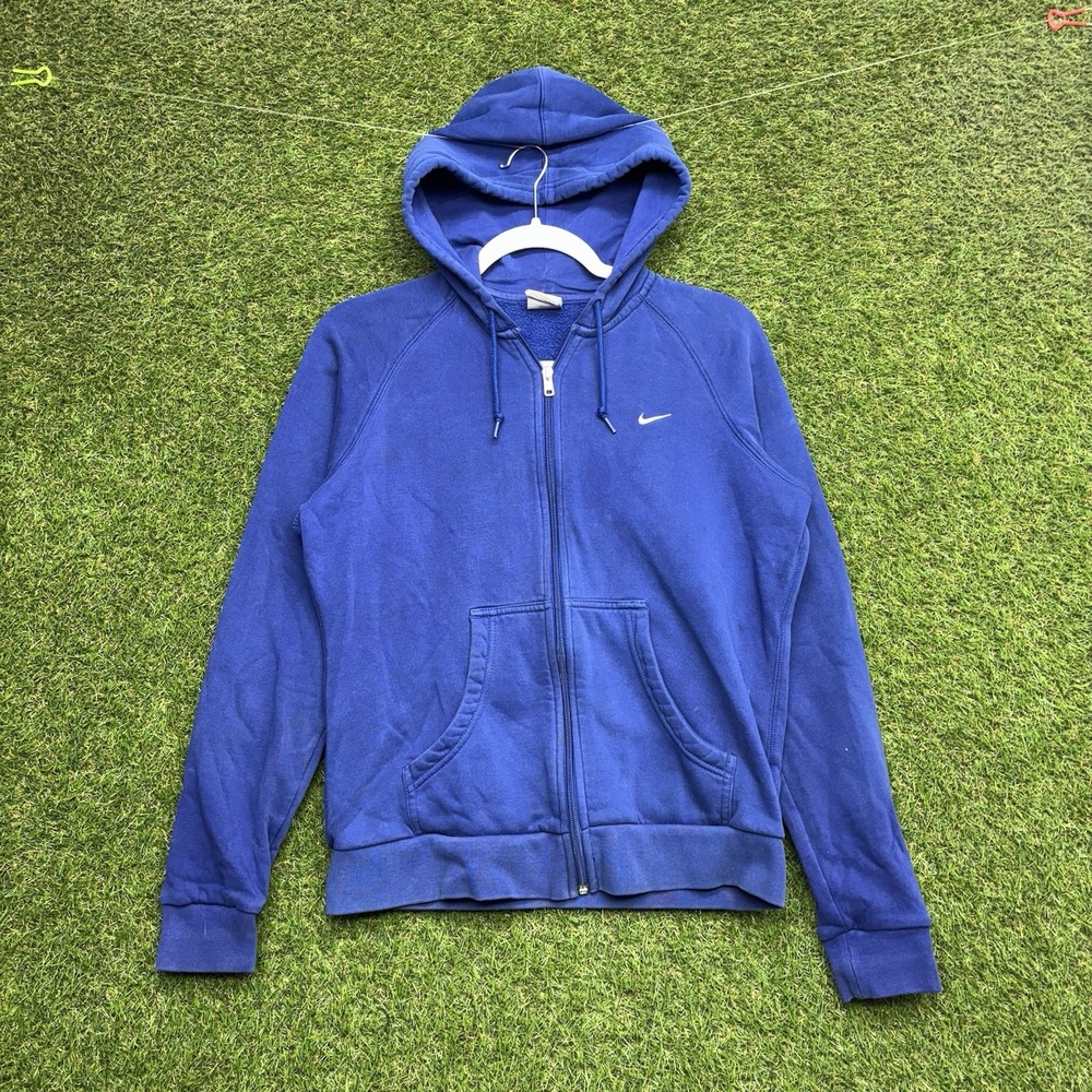 Nike Hoodie Youth Large Blue Sweatshirt Jacket Swoosh Check Full Zip Sportswear